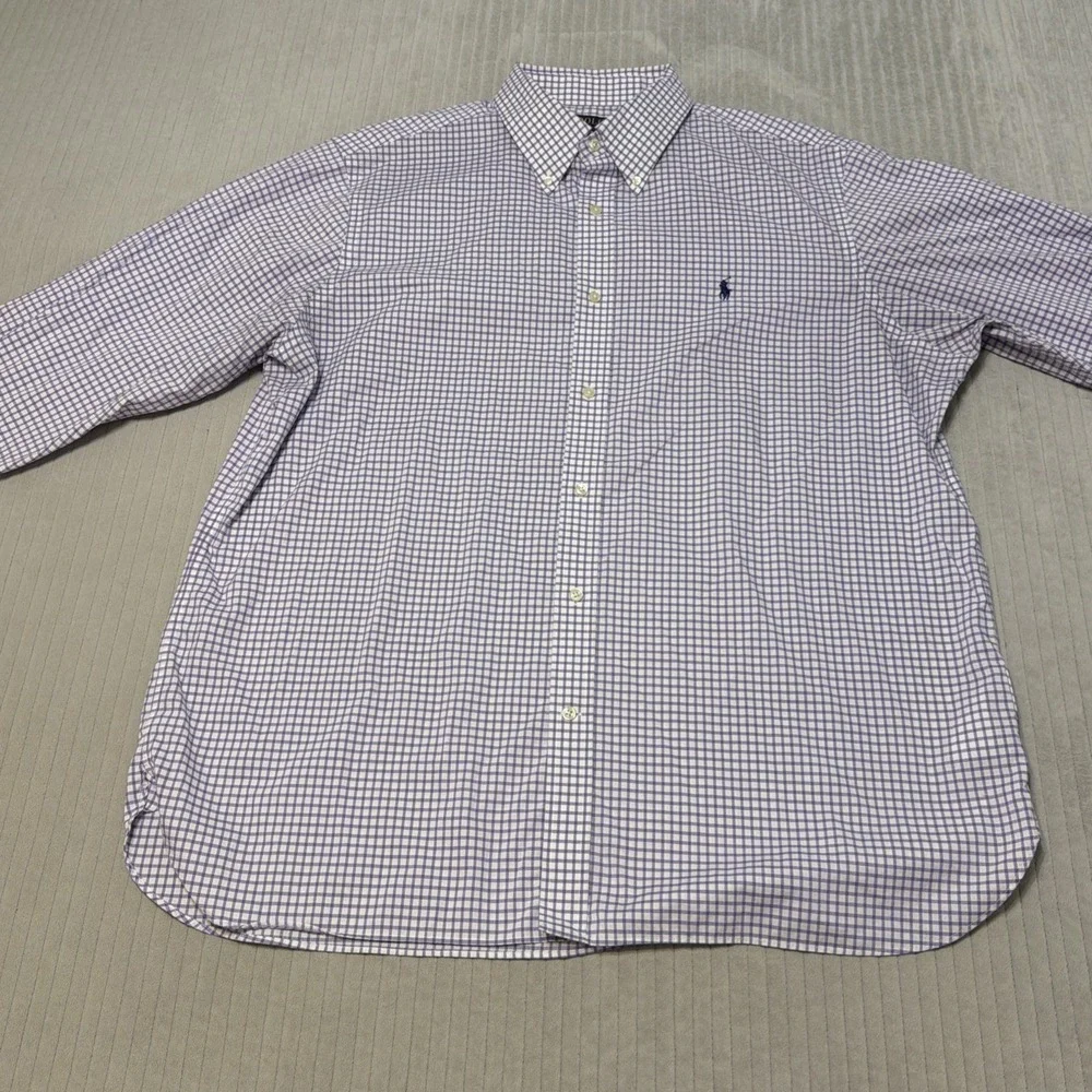 Polo Ralph Lauren Shirt XL 18 34-35 Purple Plaid Regent Classic Fit Button Up